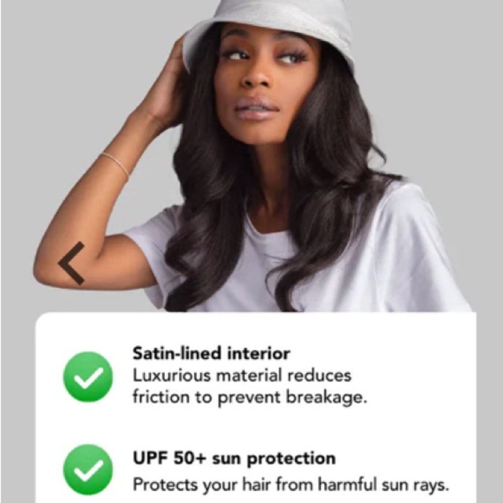 Hairbrella Cream Bucket Hat waterproof satin lined - Picture 2 of 2
